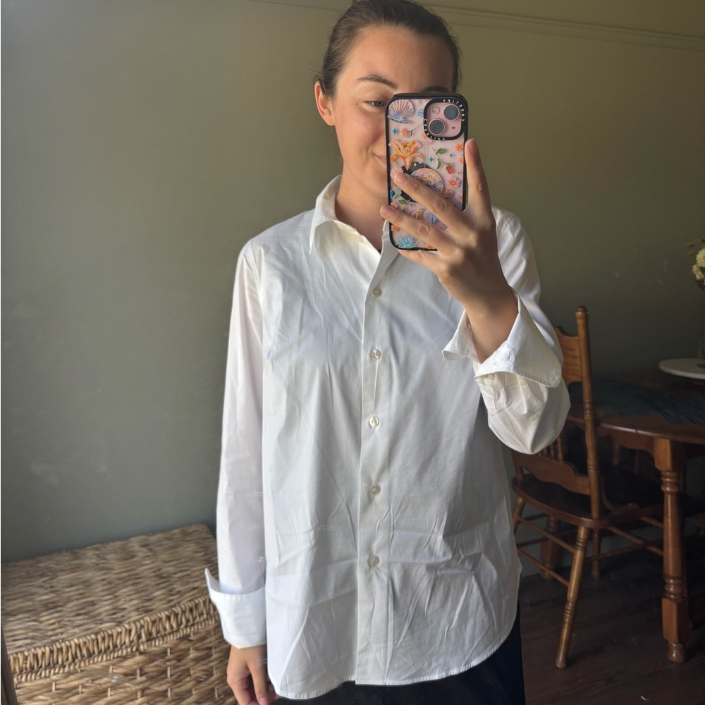 H&M Classic White Ladies Button-down Dress Shirt